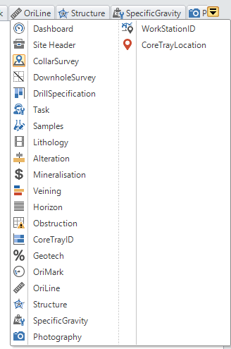 The worksheet selection list