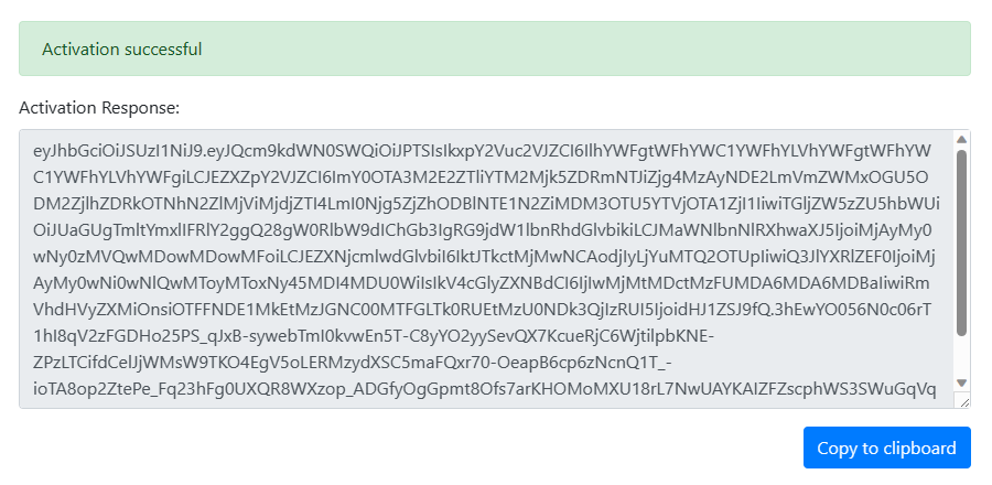 The manual activation tool - getting an activation response payload