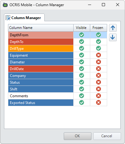 The column management UI