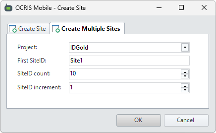 The site creation interface: creating multiple new sites