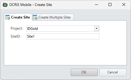 The site creation interface: creating a single new site