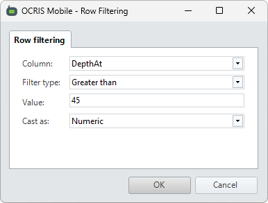 The row filtering UI