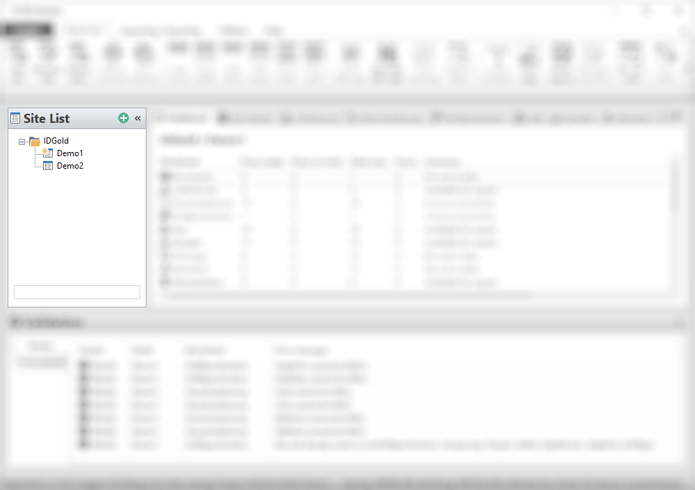 The site list interface