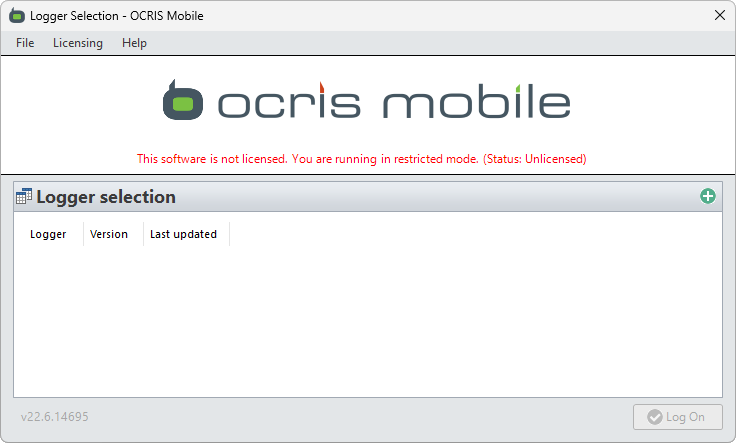 The OCRIS Mobile login screen