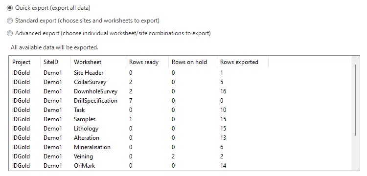 The quick data selection UI