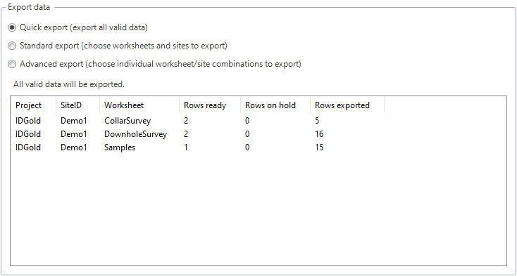The quick data selection UI