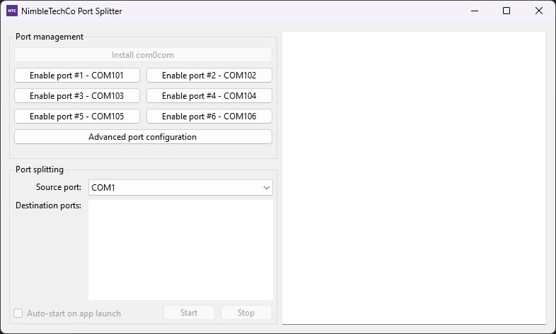 The initial app window